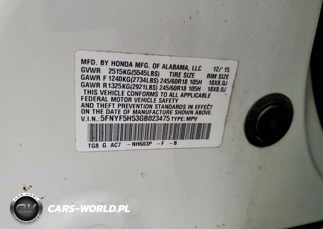 2016 Honda Pilot Exl VIN:5FNYF5H53GB023475 - 13
