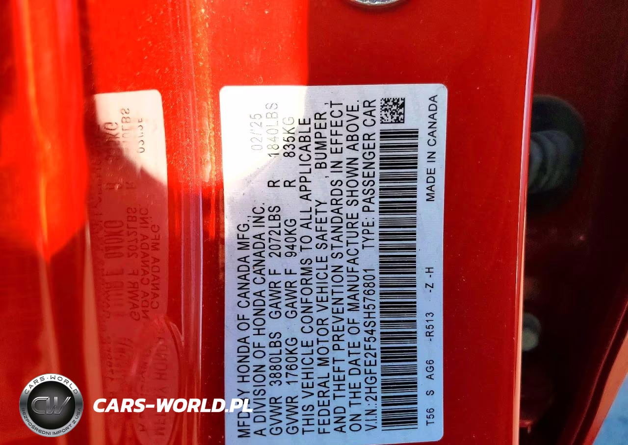 2025 Honda Civic Sport VIN:2HGFE2F54SH576801 - 13