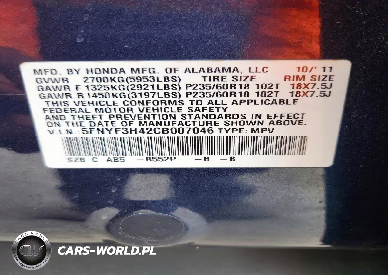 2012 Honda Pilot Ex VIN:5FNYF3H42CB007046 - 13