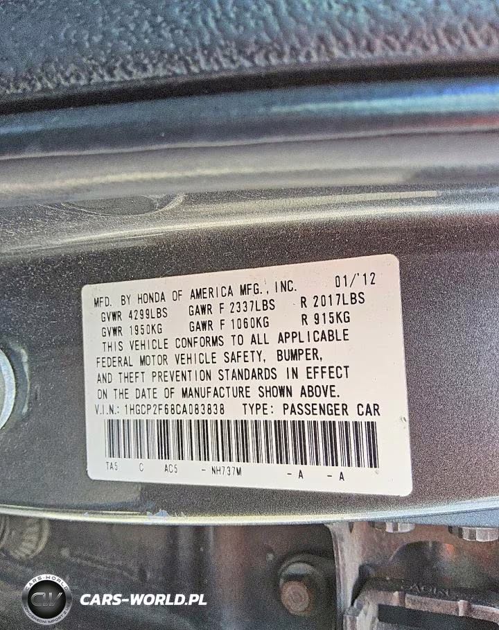 2012 Honda Accord Se VIN:1HGCP2F68CA083838 - 12