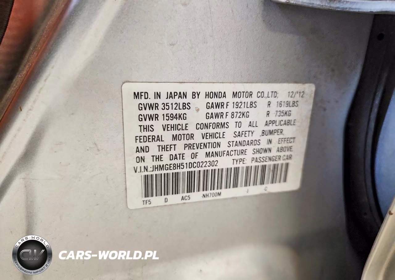 2013 Honda Fit Sport VIN:JHMGE8H51DC022302 - 12