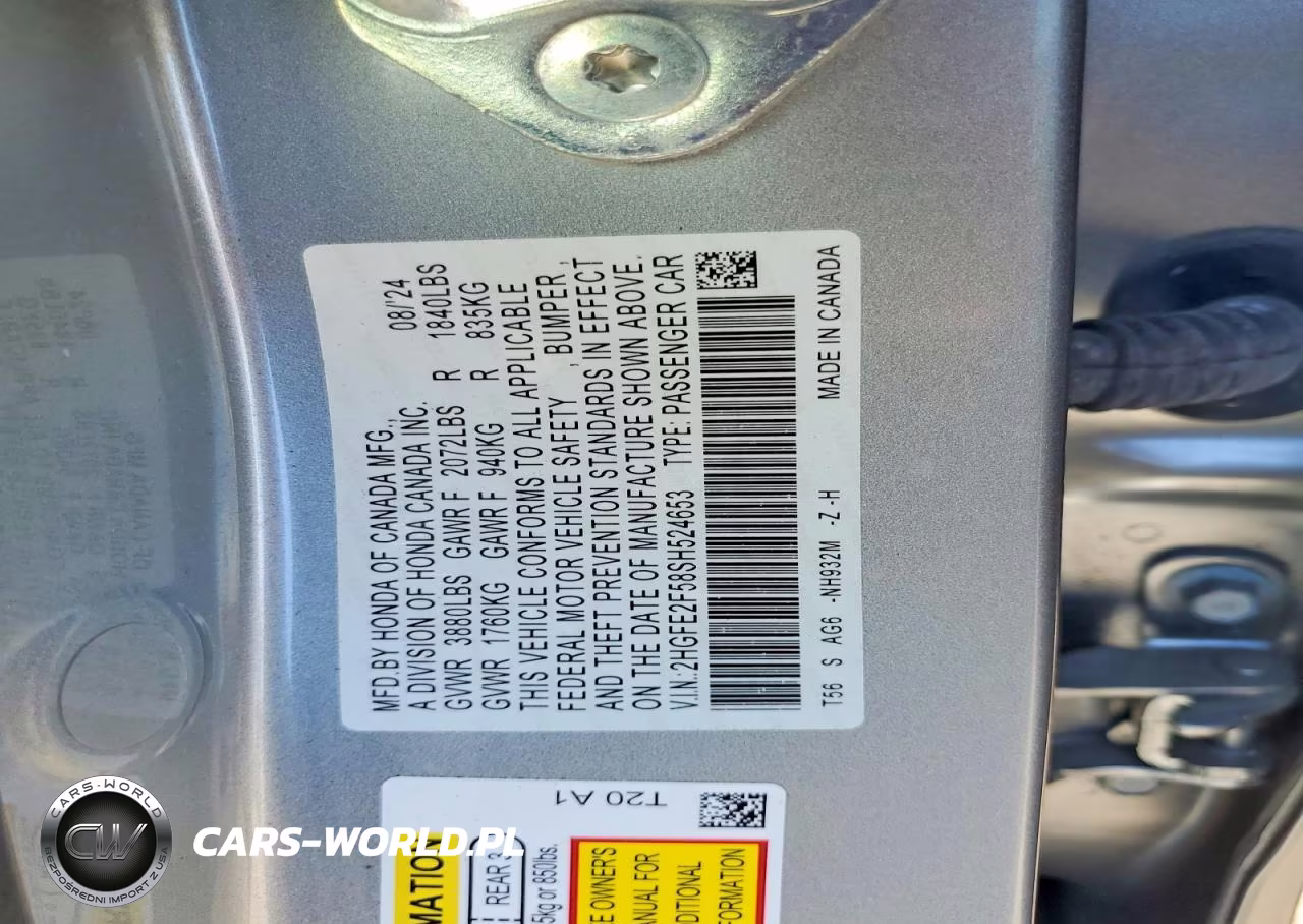 2025 Honda Civic Sport VIN:2HGFE2F58SH524653 - 12