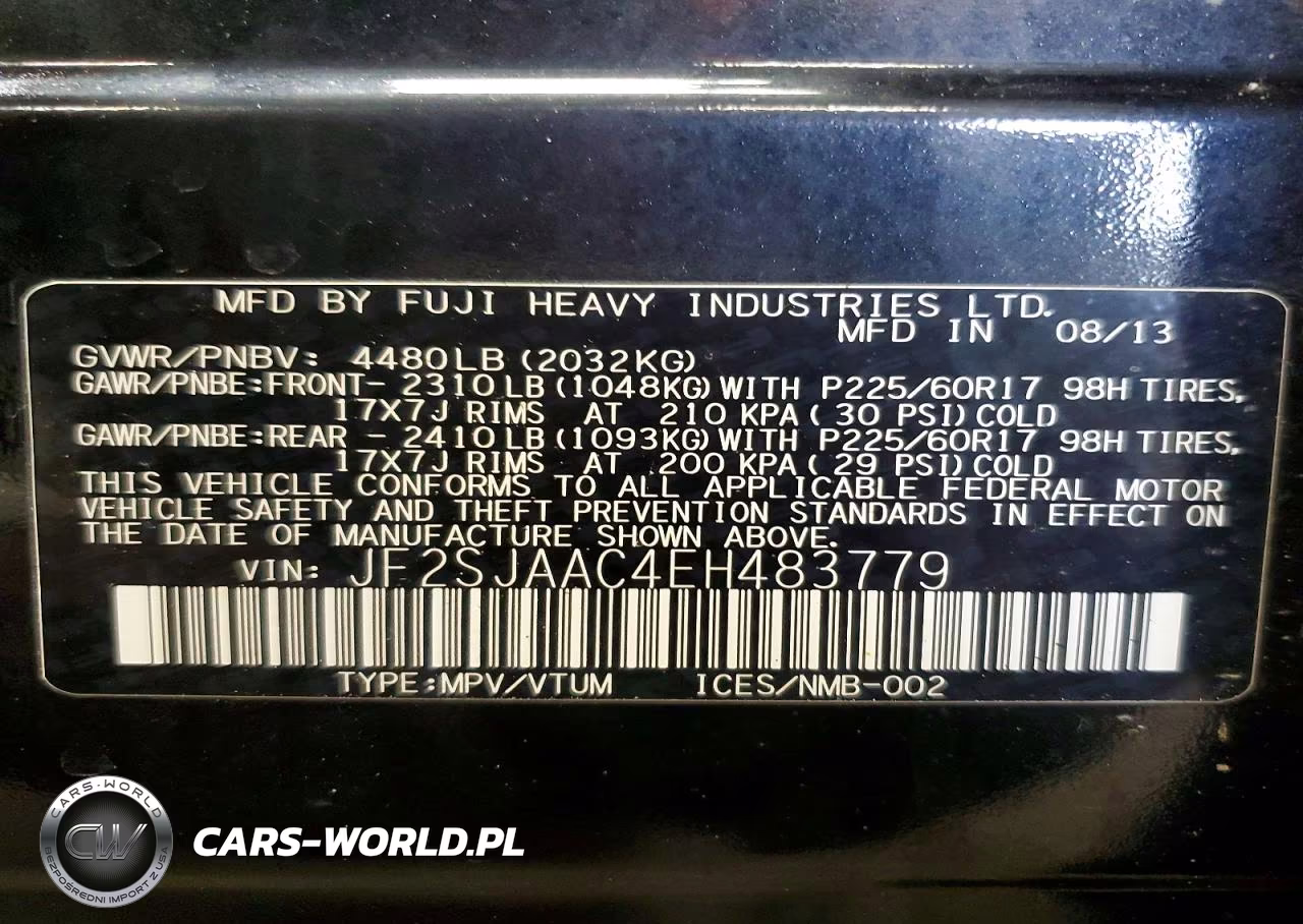 2014 Subaru Forester 2.5I VIN:JF2SJAAC4EH483779 - 12
