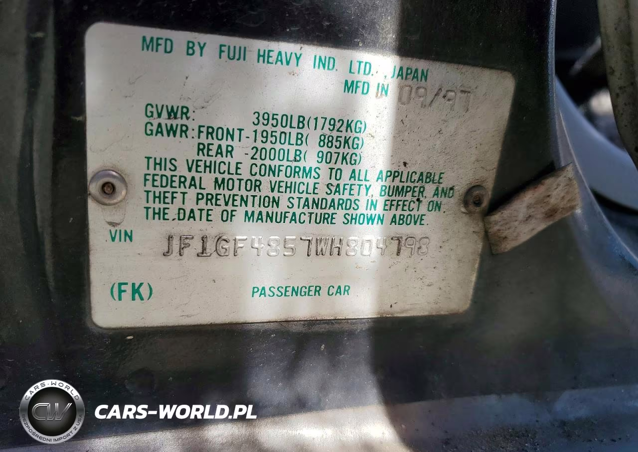 1998 Subaru Impreza Outback VIN:JF1GF4857WH804798 - 13