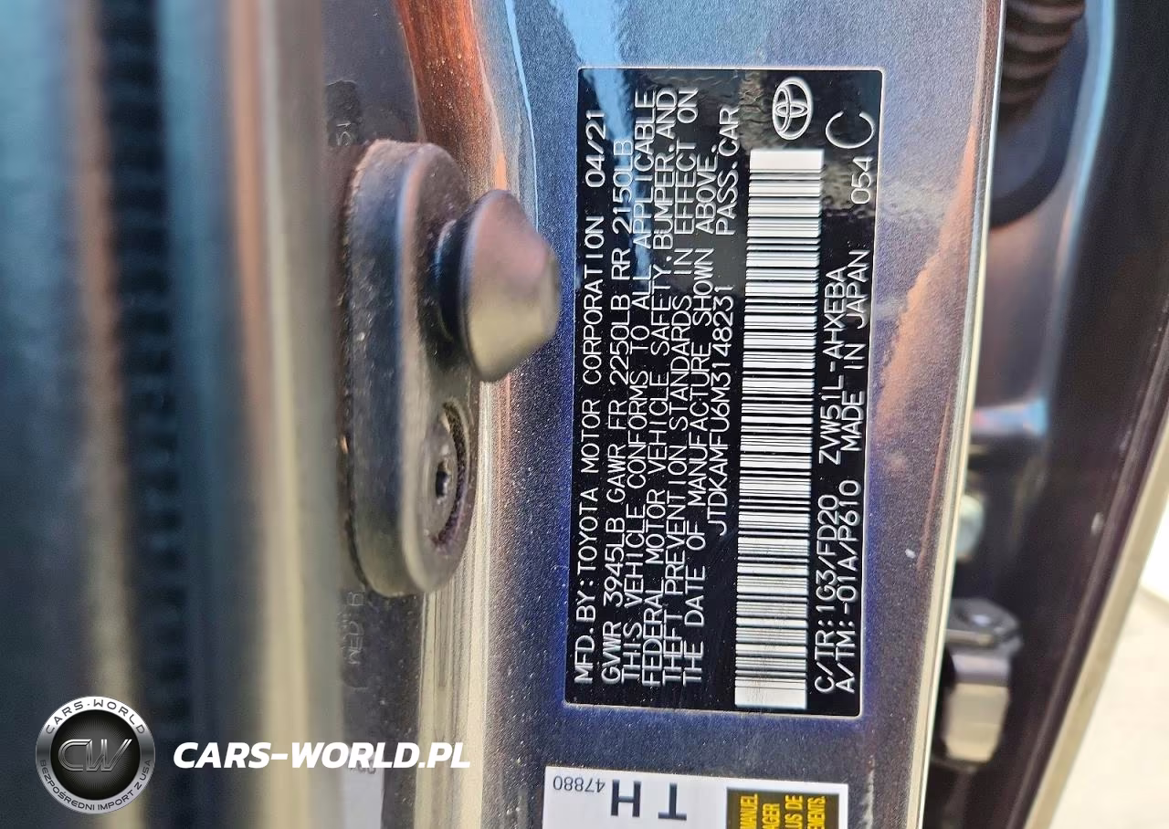 2021 Toyota Prius Le VIN:JTDKAMFU6M3148231 - 12
