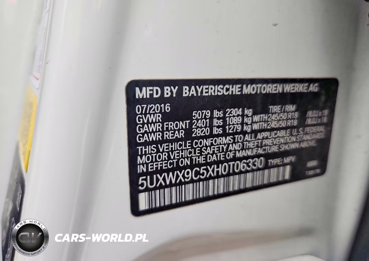 2017 BMW X3 xDrive28I VIN:5UXWX9C5XH0T06330 - 13