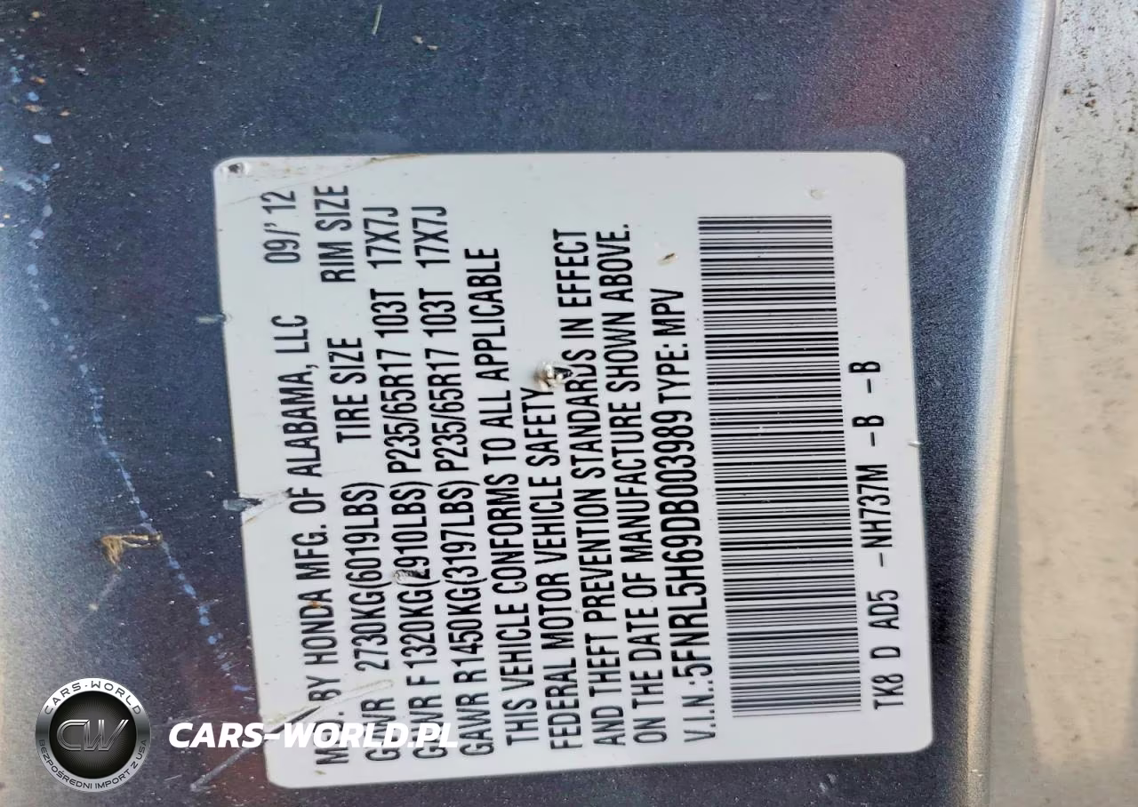 2013 Honda Odyssey Exl VIN:5FNRL5H69DB003989 - 13