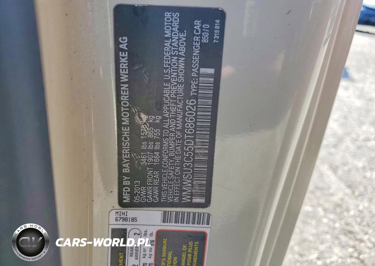 2013 Mini Cooper VIN:WMWSU3C55DT686026 - 12