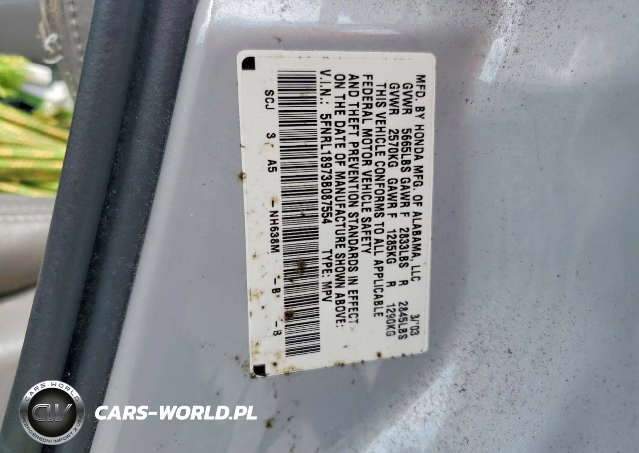 2003 Honda Odyssey Exl VIN:5FNRL18973B087554 - 14