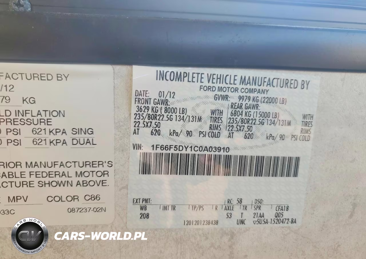 2012 Ford F53 VIN:1F66F5DY1C0A03910 - 10