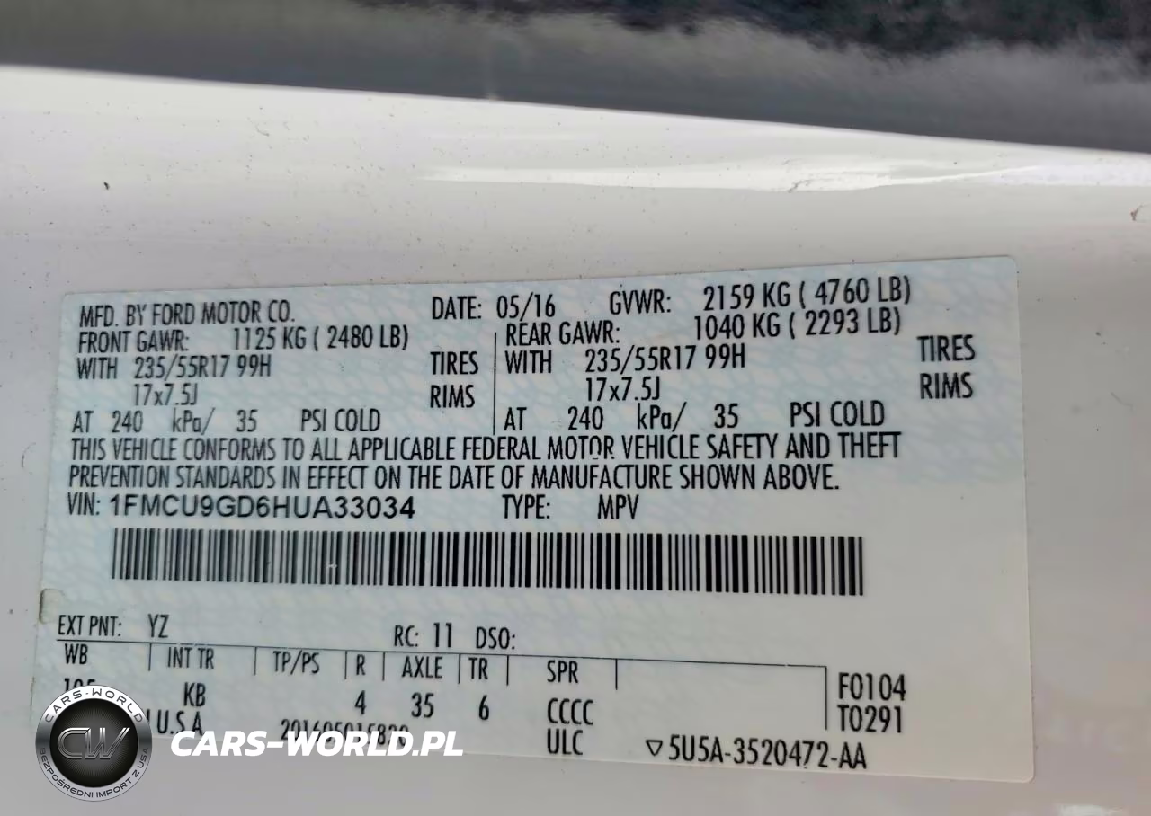 2017 Ford Escape Se VIN:1FMCU9GD6HUA33034 - 13