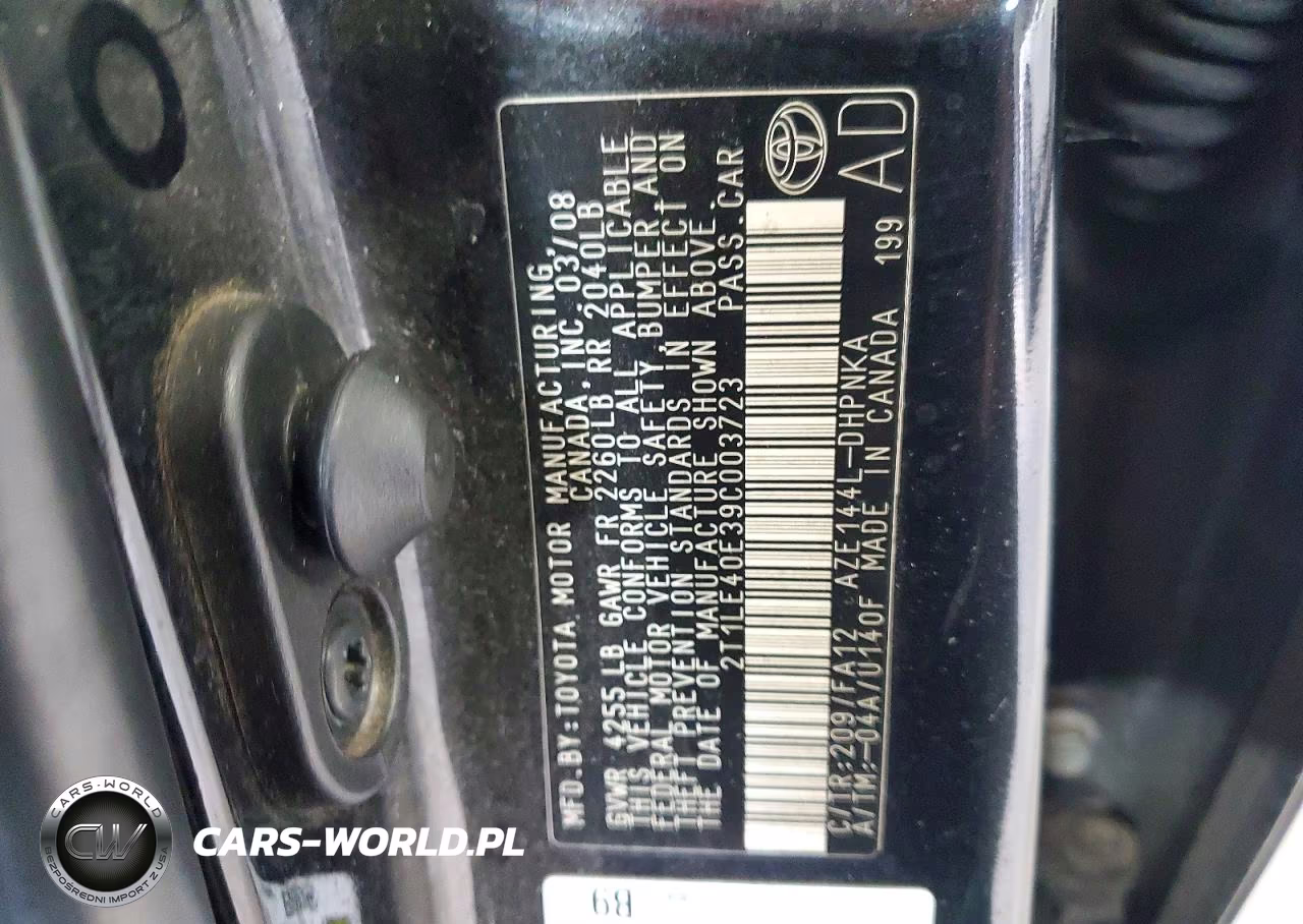 2009 Toyota Corolla Matrix S VIN:2T1LE40E39C003723 - 13