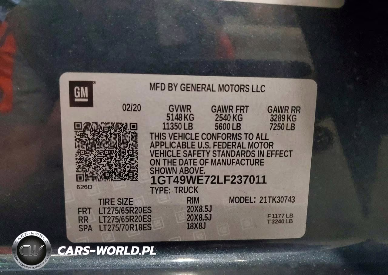 2020 GMC Sierra K3500 Denali VIN:1GT49WE72LF237011 - 12