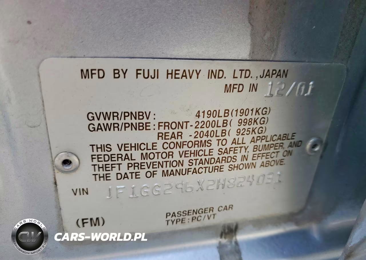 2002 Subaru Impreza Wrx VIN:JF1GG296X2H824031 - 14