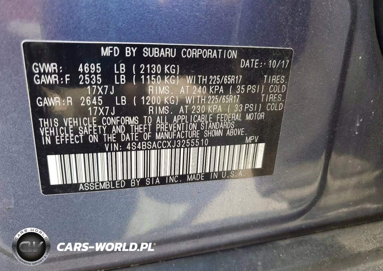 2018 Subaru Outback 2.5I Premium VIN:4S4BSACCXJ3255510 - 13