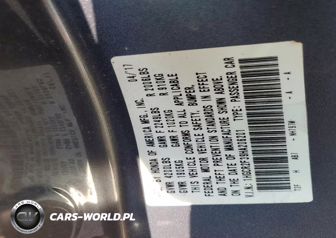 2017 Honda Accord Lx VIN:1HGCR2F39HA206201 - 12