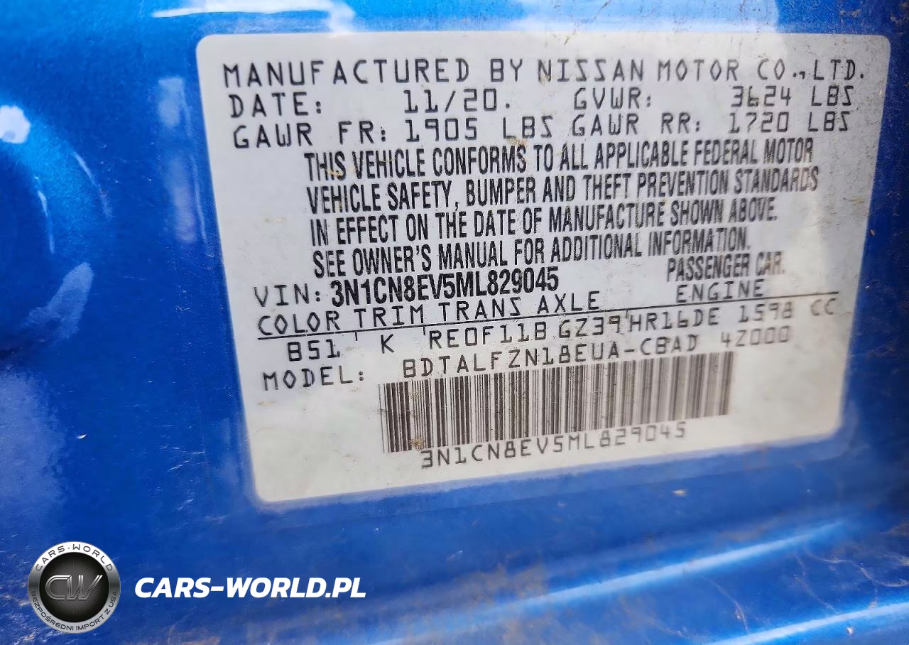 2021 Nissan Versa Sv VIN:3N1CN8EV5ML829045 - 13