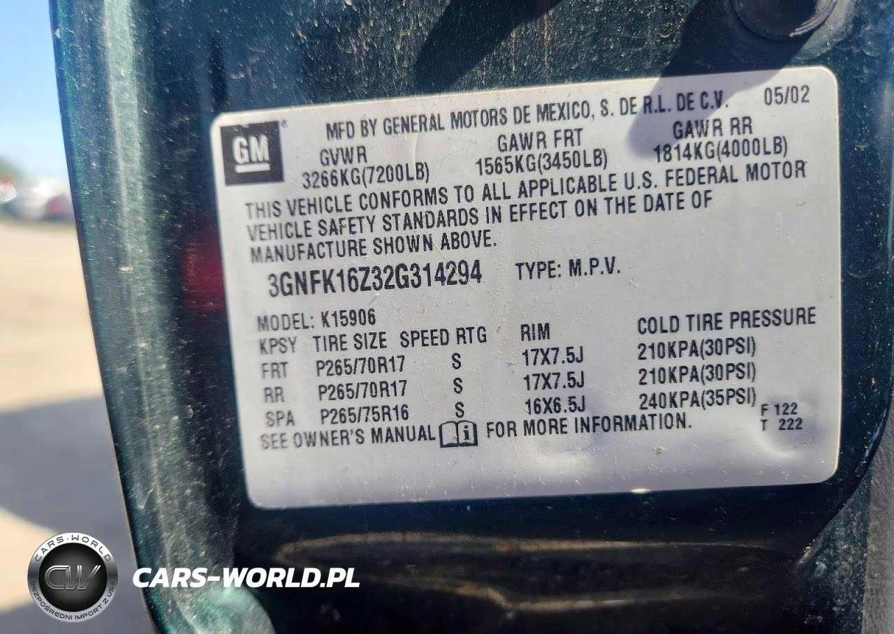 2002 Chevrolet Suburban K1500 VIN:3GNFK16Z32G314294 - 13