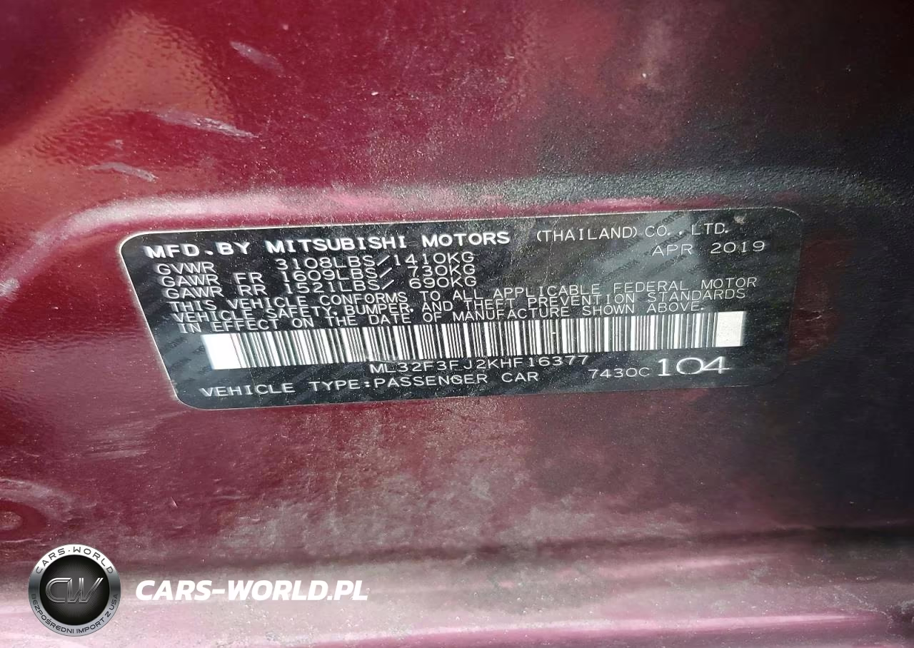 2019 Mitsubishi Mirage G4 Es VIN:ML32F3FJ2KHF16377 - 12