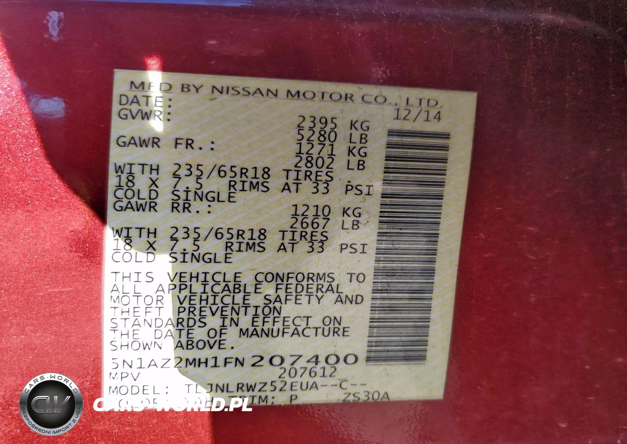 2015 Nissan Murano S VIN:5N1AZ2MH1FN207400 - 13