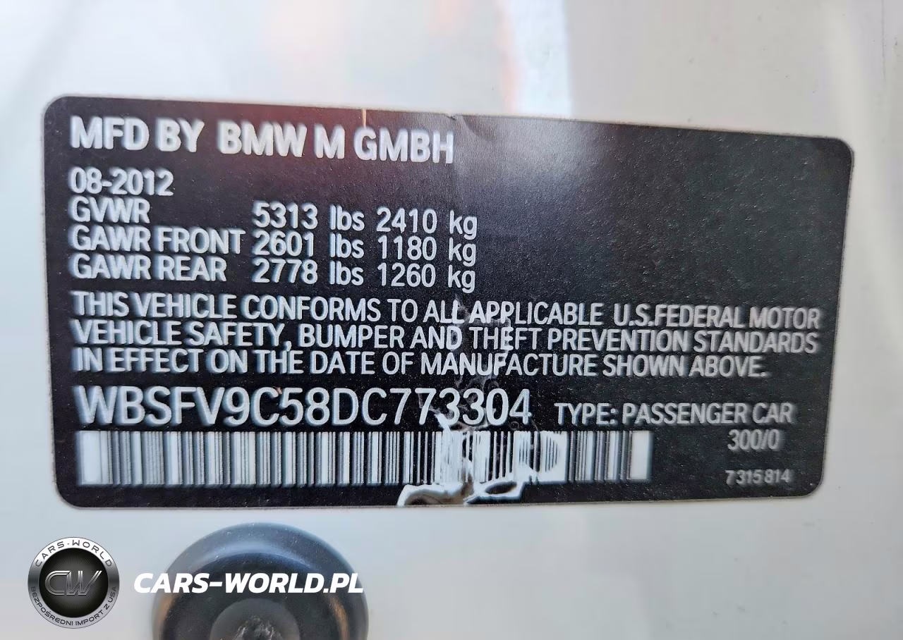 2013 BMW Motorrad M5 VIN:WBSFV9C58DC773304 - 13