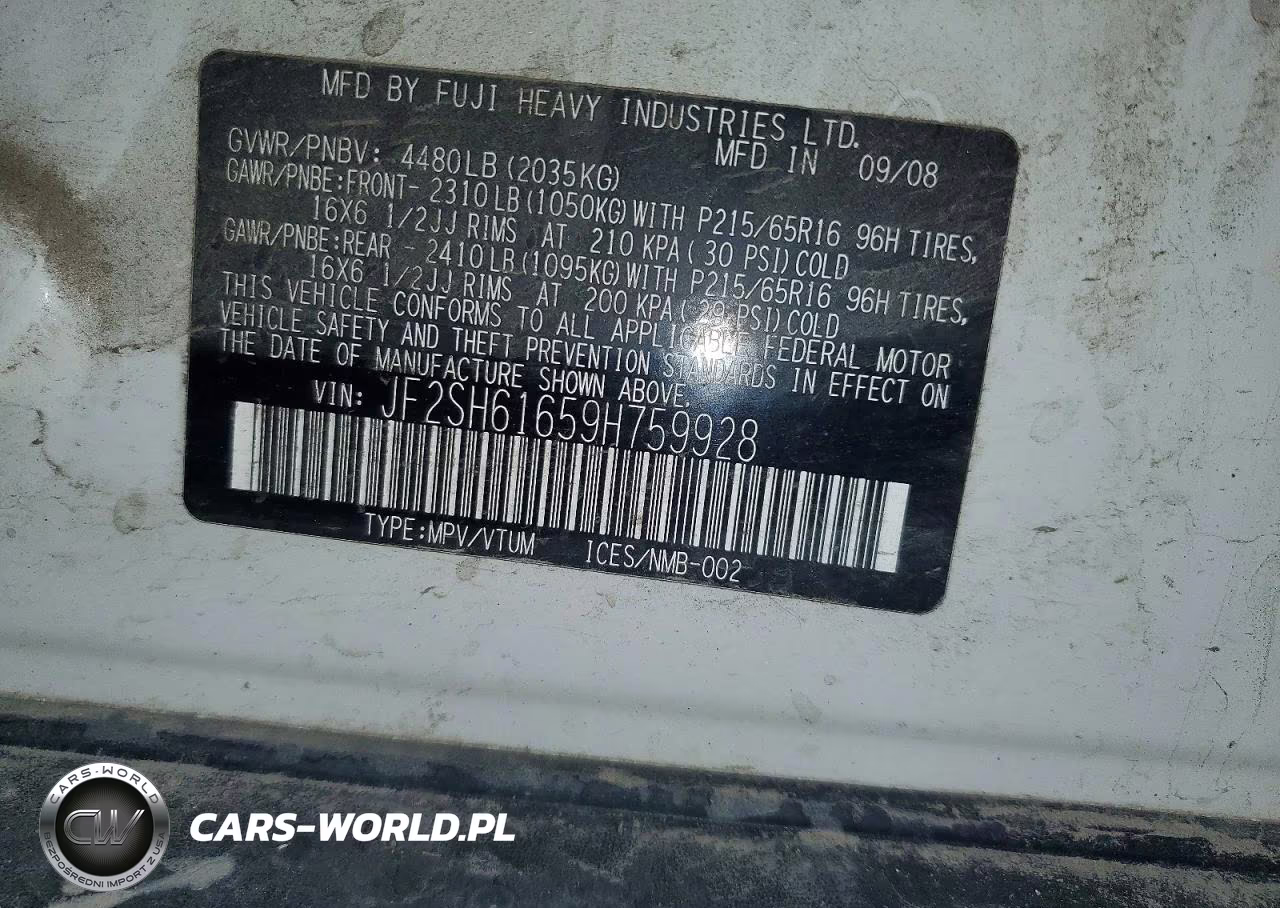 2009 Subaru Forester 2.5X VIN:JF2SH61659H759928 - 13