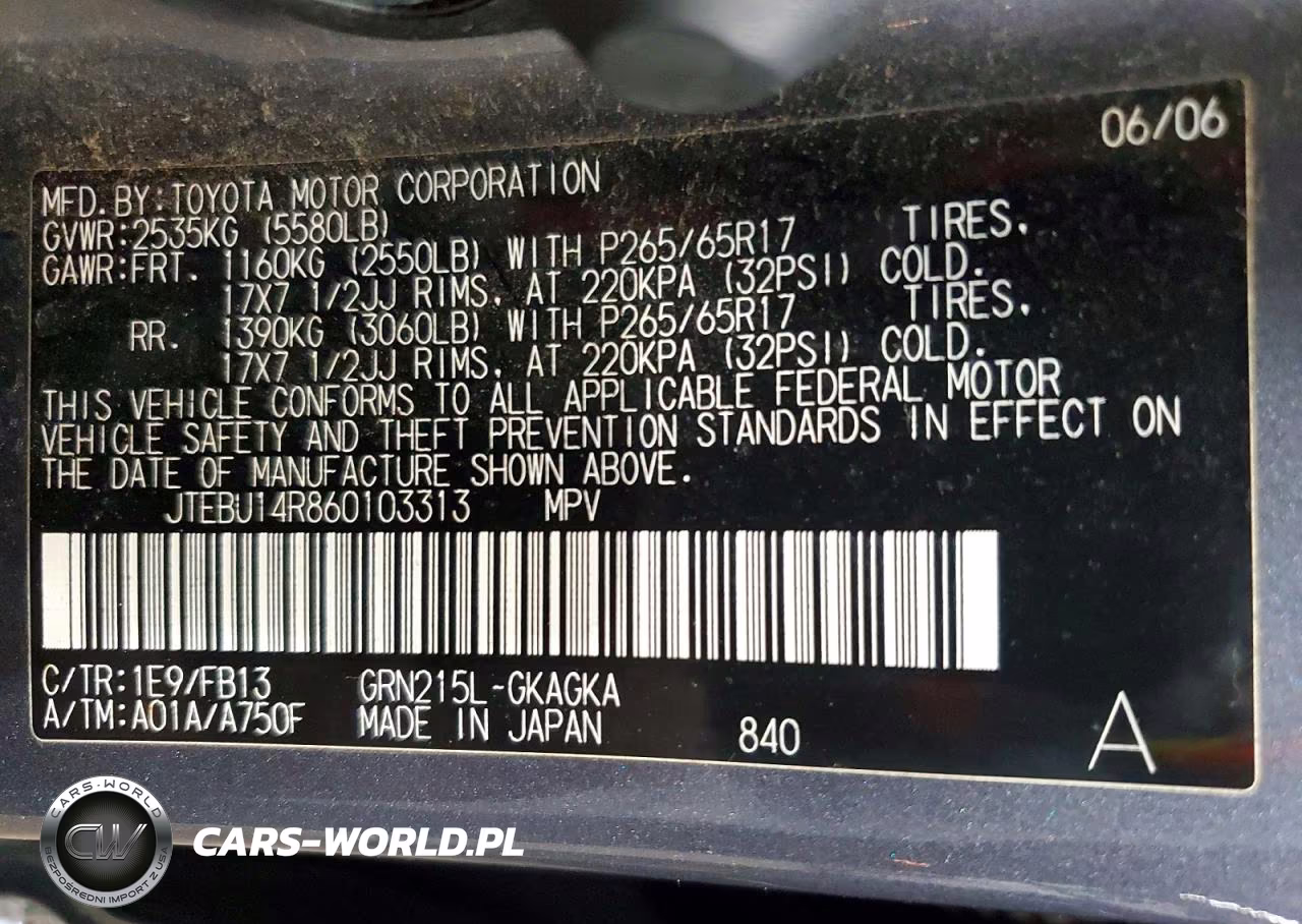 2006 Toyota 4Runner Sport Edition VIN:JTEBU14R860103313 - 13