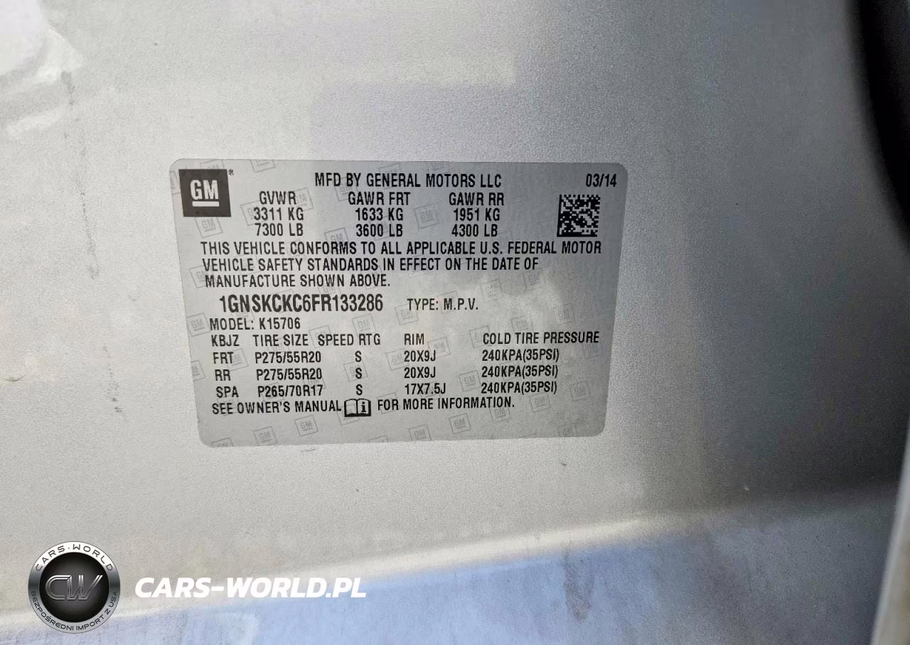 2015 Chevrolet Tahoe K1500 Ltz VIN:1GNSKCKC6FR133286 - 13