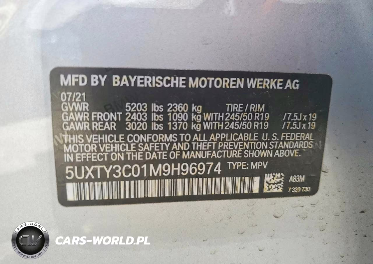 2021 BMW X3 Sdrive30I VIN:5UXTY3C01M9H96974 - 13