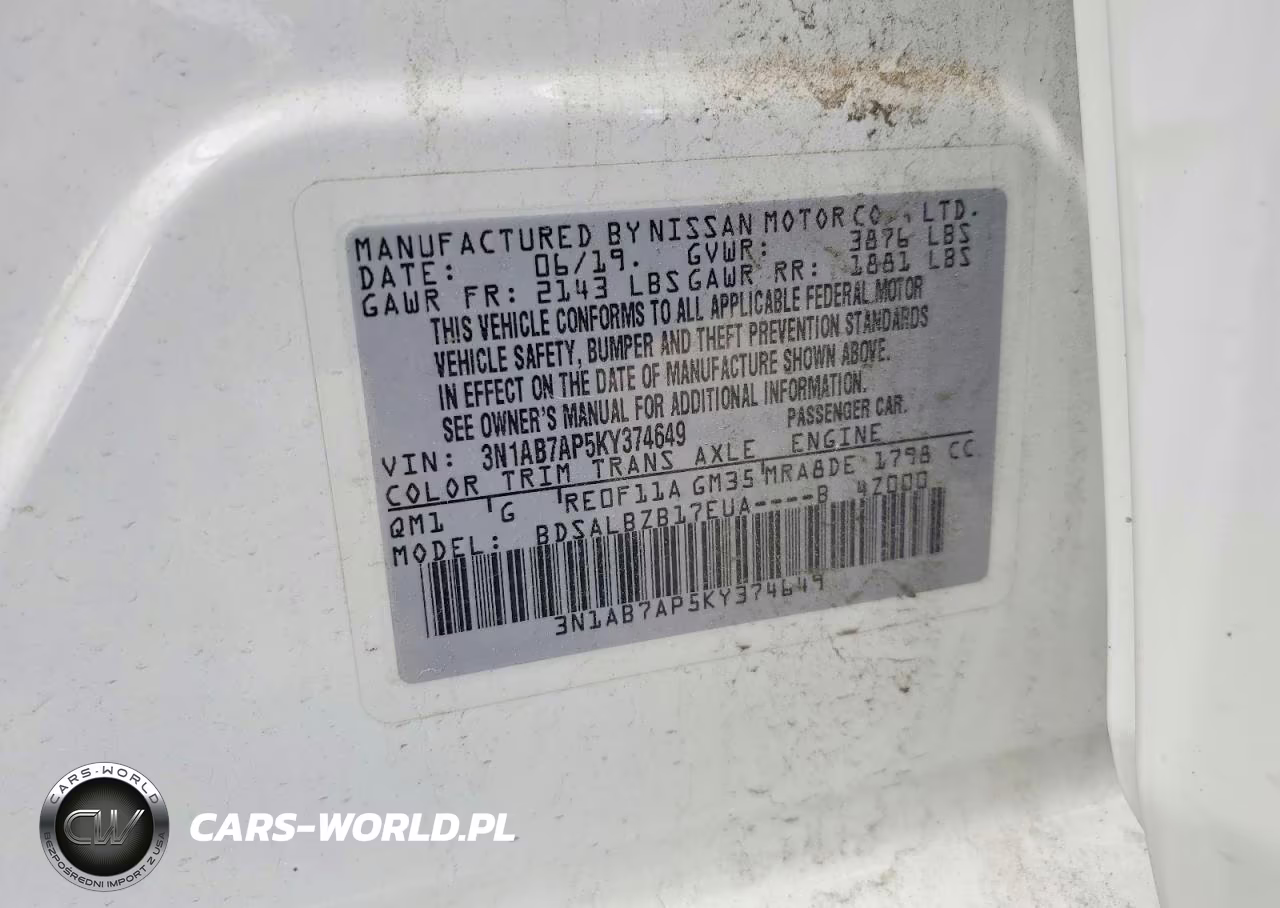2019 Nissan Sentra S VIN:3N1AB7AP5KY374649 - 12