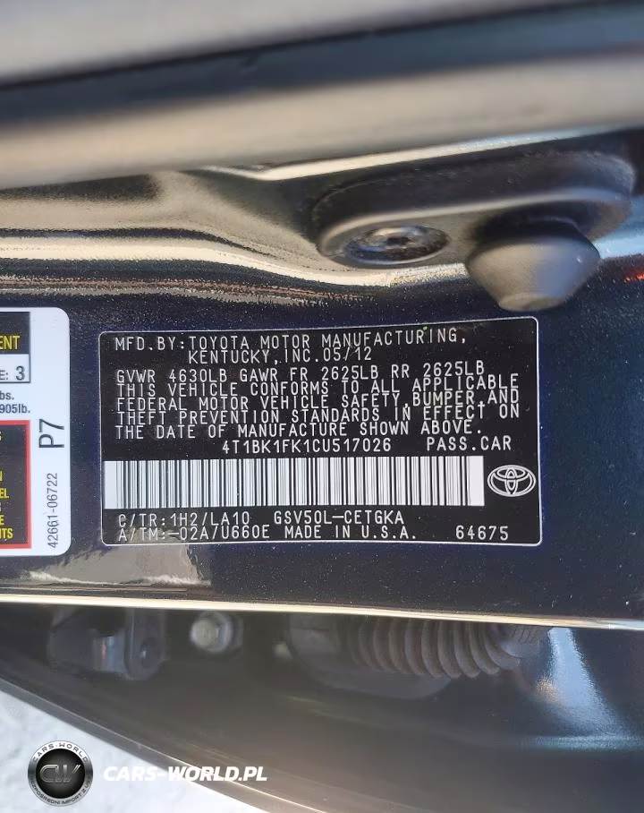 2012 Toyota Camry Xle V6 VIN:4T1BK1FK1CU517026 - 13