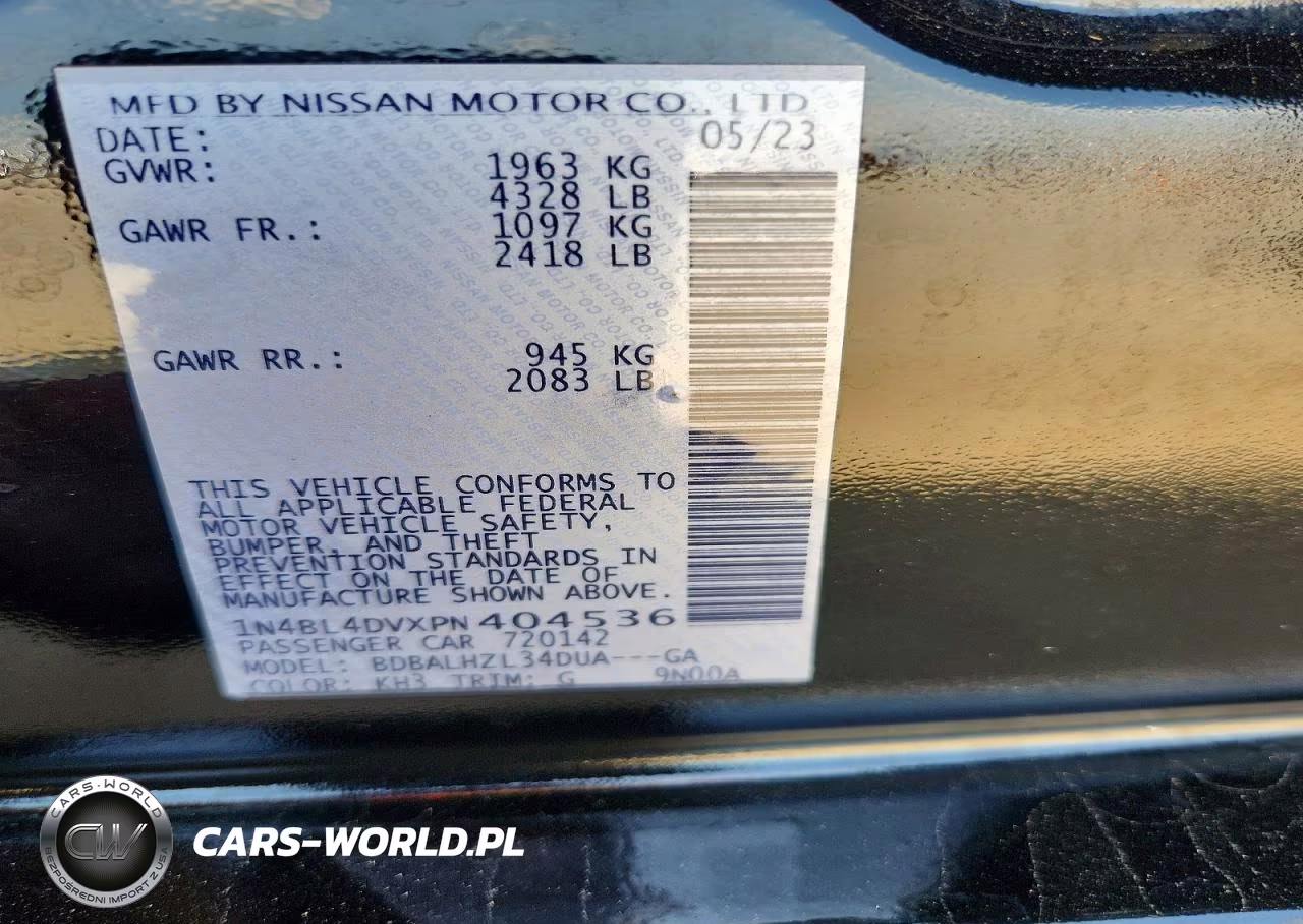 2023 Nissan Altima Sv VIN:1N4BL4DVXPN404536 - 12
