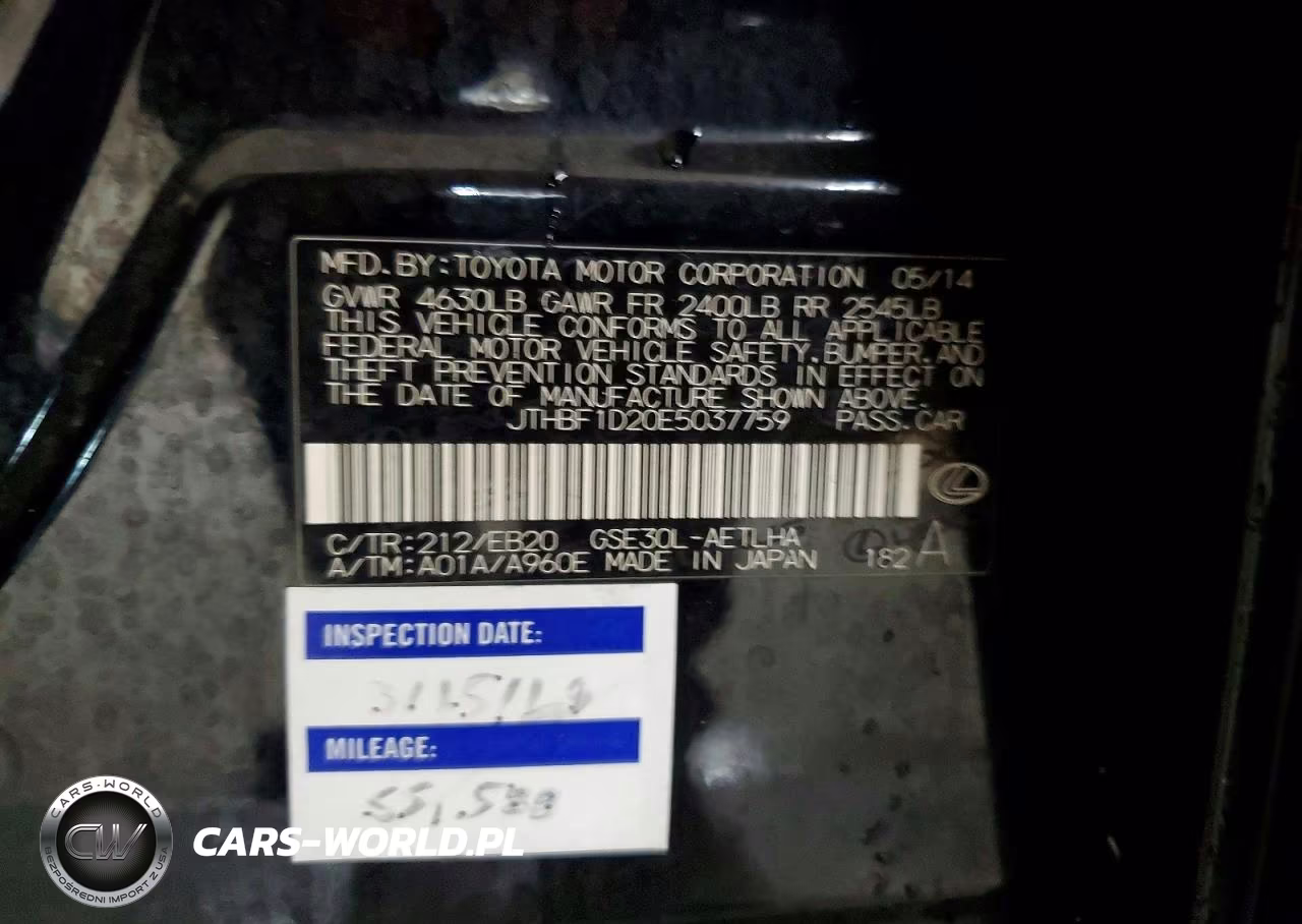 2014 Lexus Is 250 VIN:JTHBF1D20E5037759 - 13