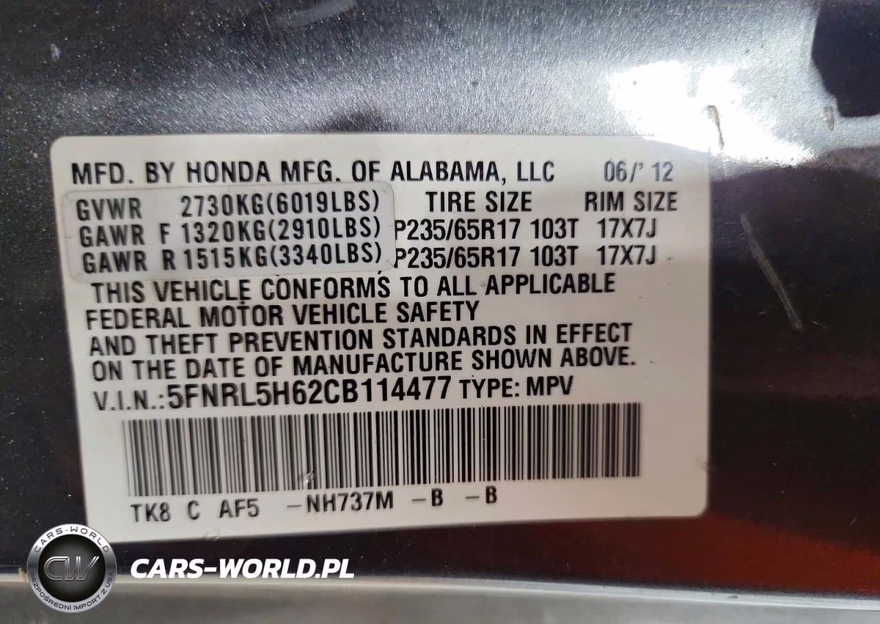 2012 Honda Odyssey Exl VIN:5FNRL5H62CB114477 - 13