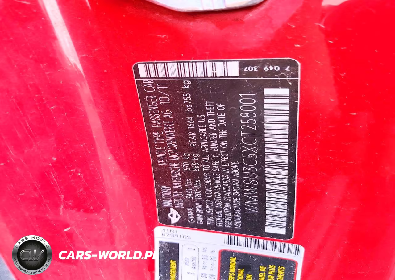 2012 Mini Cooper VIN:WMWSU3C5XCT258001 - 12