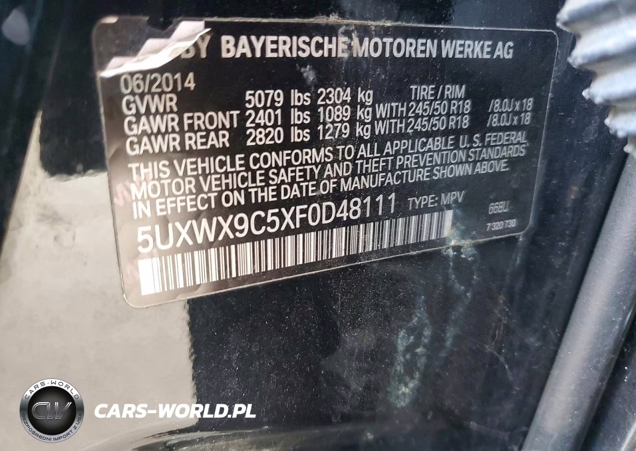 2015 BMW X3 xDrive28I VIN:5UXWX9C5XF0D48111 - 13