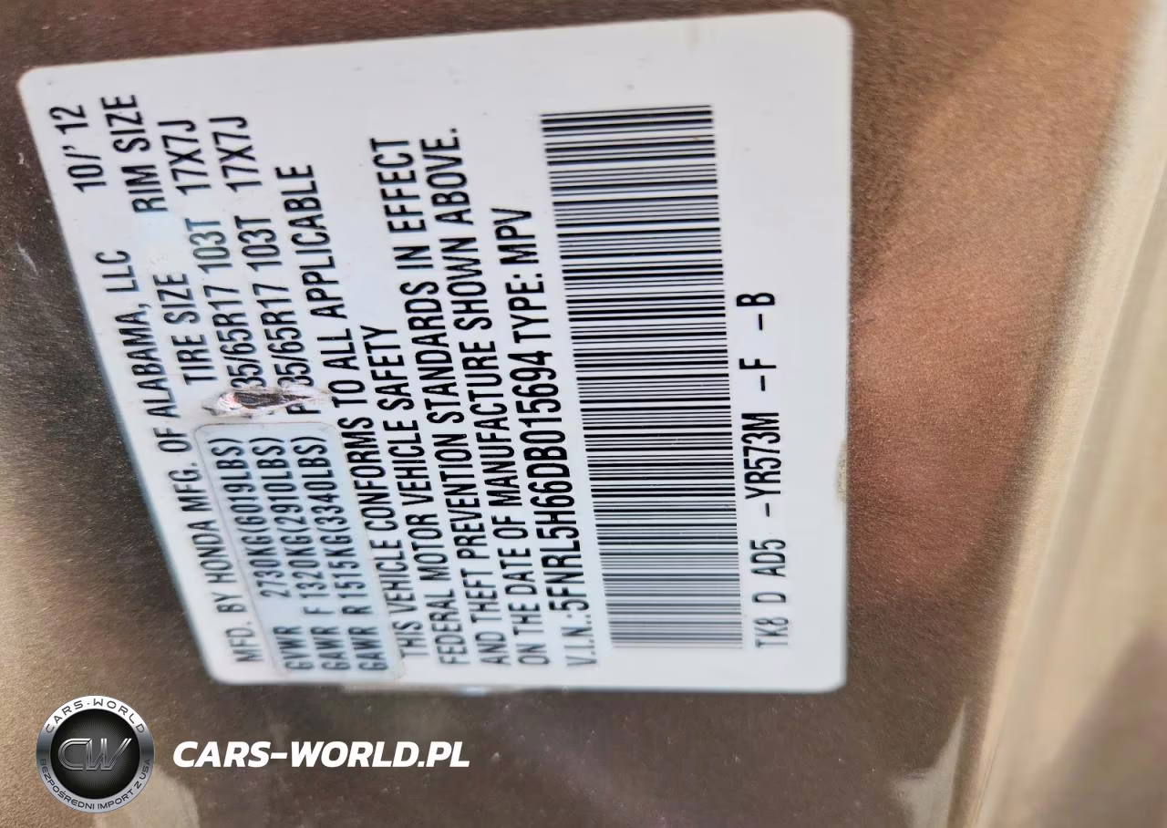 2013 Honda Odyssey Exl VIN:5FNRL5H66DB015694 - 12