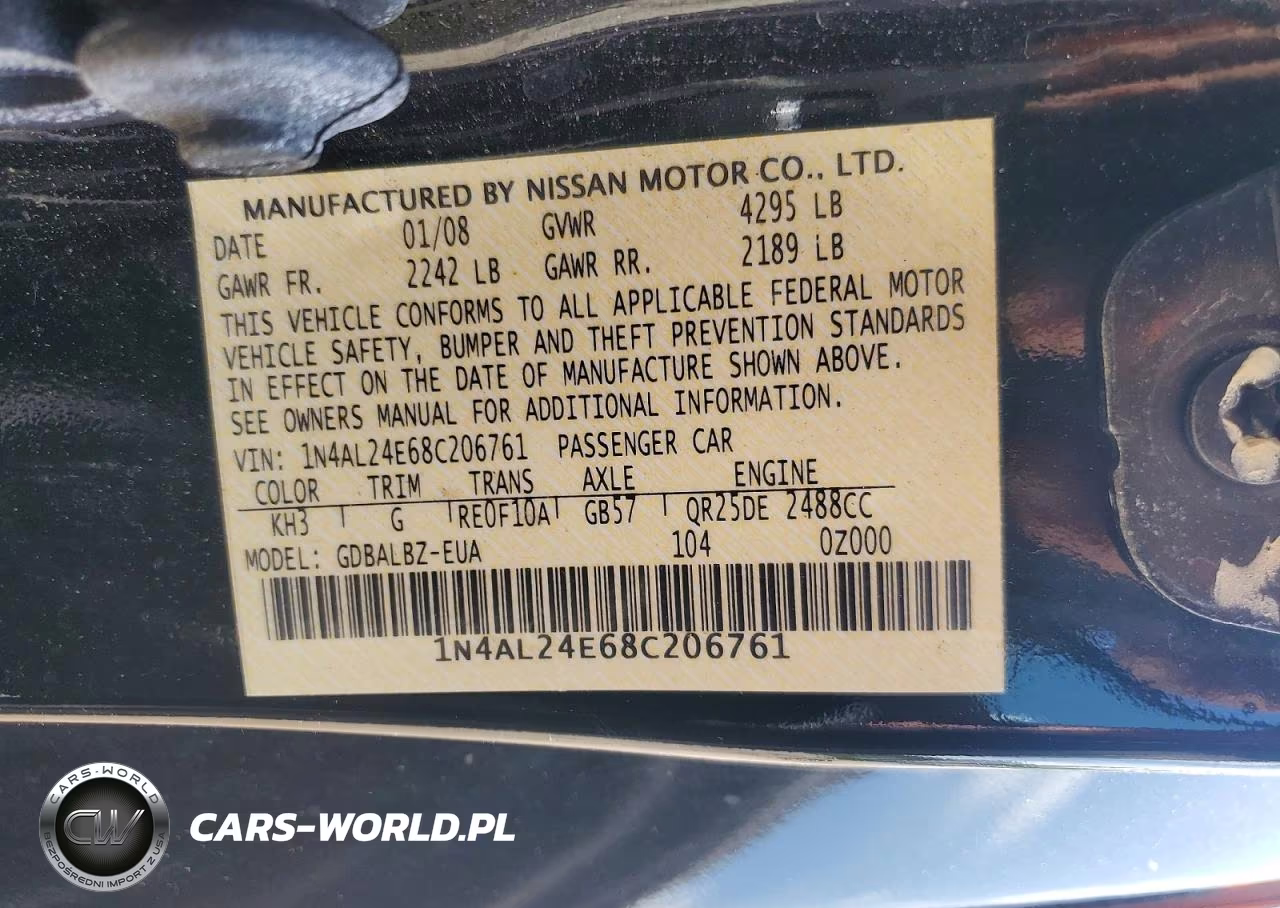 2008 Nissan Altima 2.5S VIN:1N4AL24E68C206761 - 12