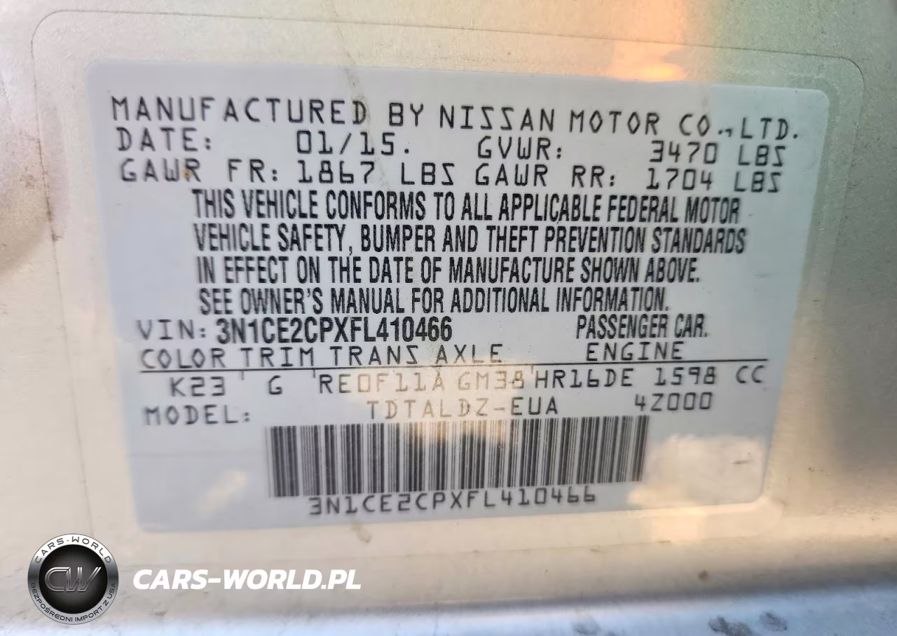 2015 Nissan Versa Note Sv VIN:3N1CE2CPXFL410466 - 12