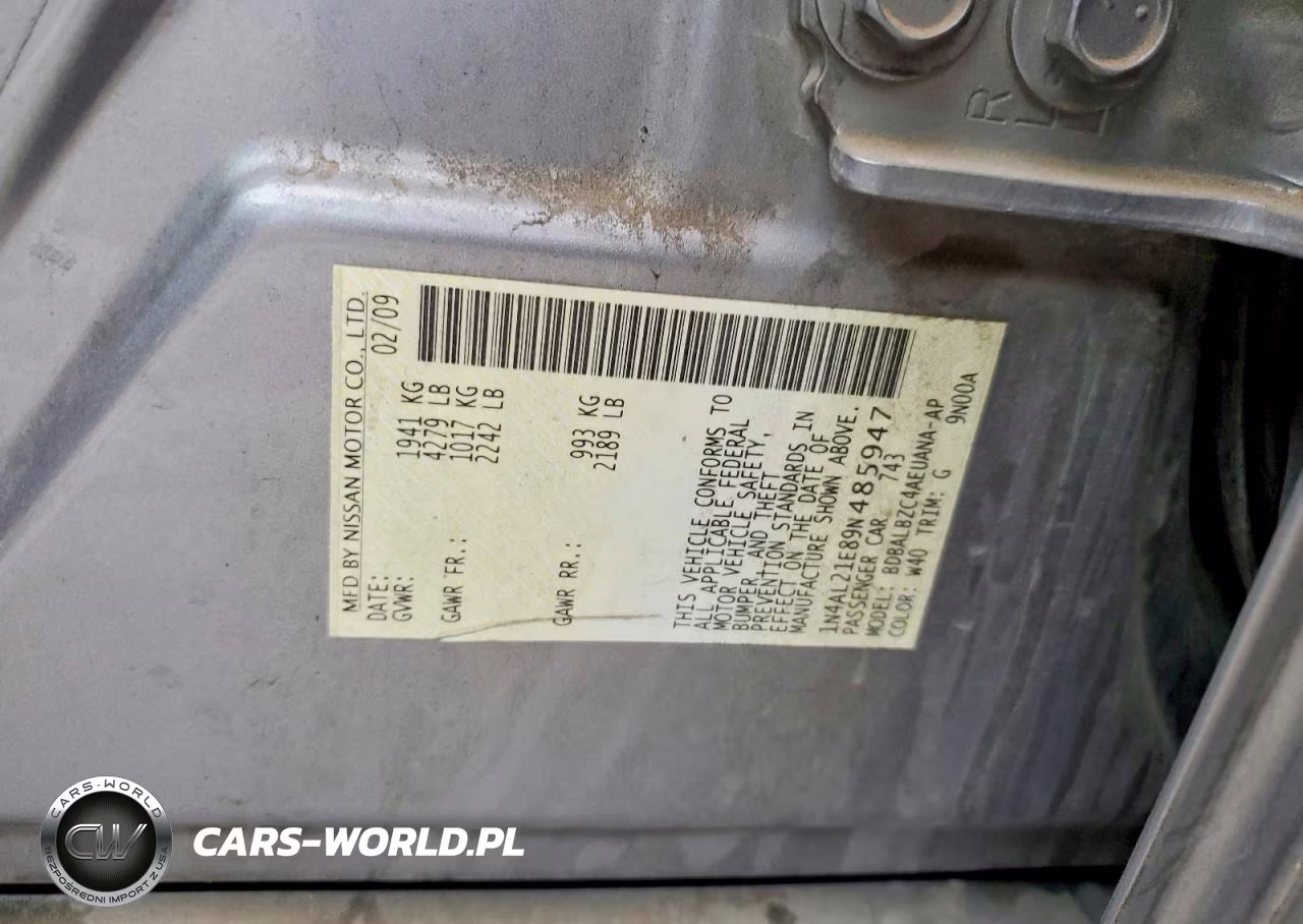 2009 Nissan Altima 2.5 VIN:1N4AL21E89N485947 - 12