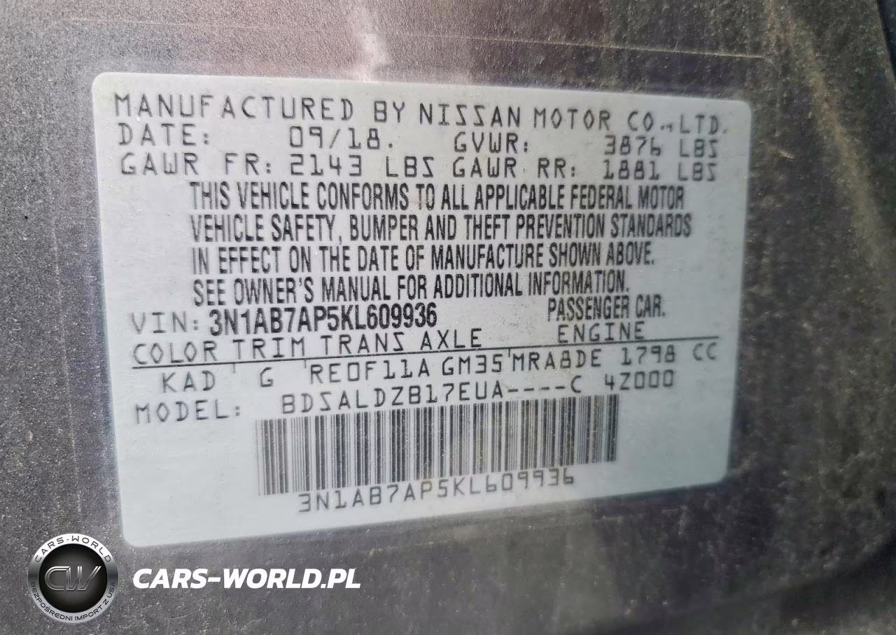 2019 Nissan Sentra Sv VIN:3N1AB7AP5KL609936 - 12