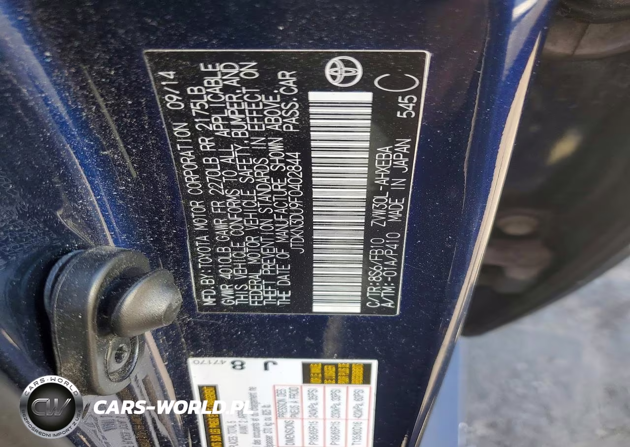 2015 Toyota Prius Two VIN:JTDKN3DU9F0402844 - 12