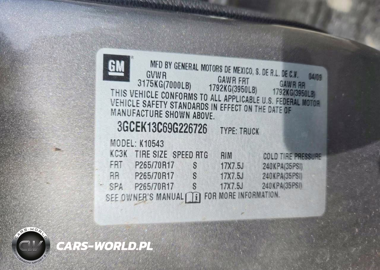 2009 Chevrolet Silverado K1500 VIN:3GCEK13C69G226726 - 12