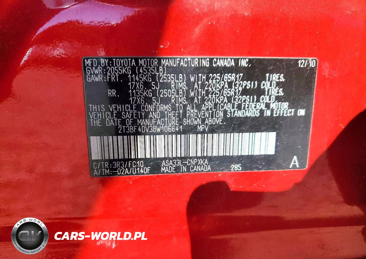 2011 Toyota Rav4 Base VIN:2T3BF4DV3BW106641 - 13