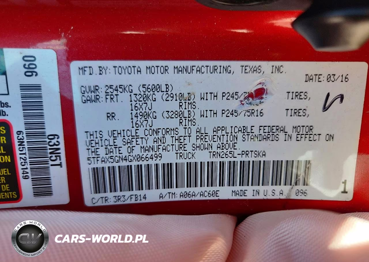 2016 Toyota Tacoma Sr VIN:5TFAX5GN4GX066499 - 13