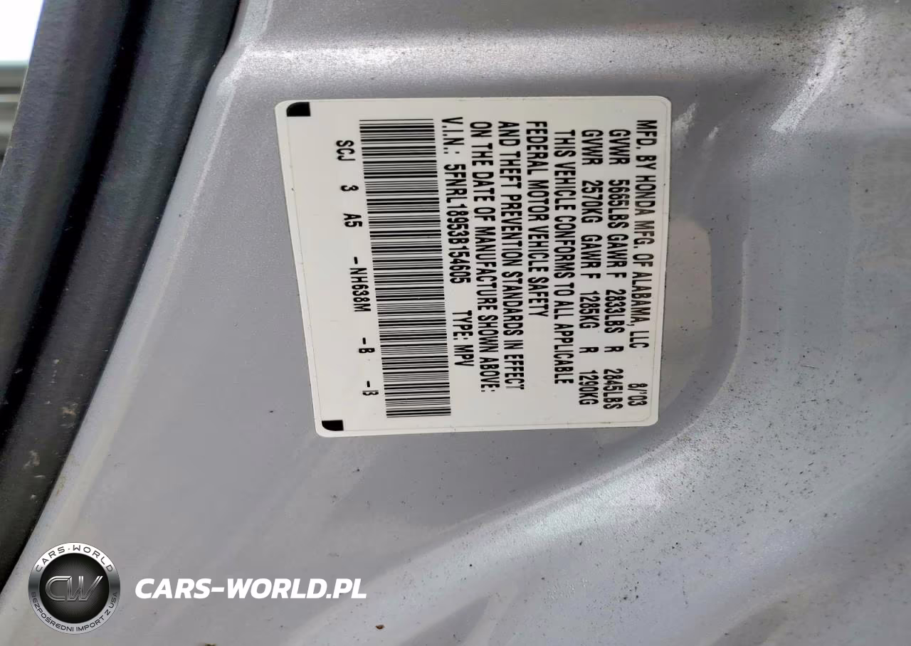 2003 Honda Odyssey Exl VIN:5FNRL18953B154605 - 13