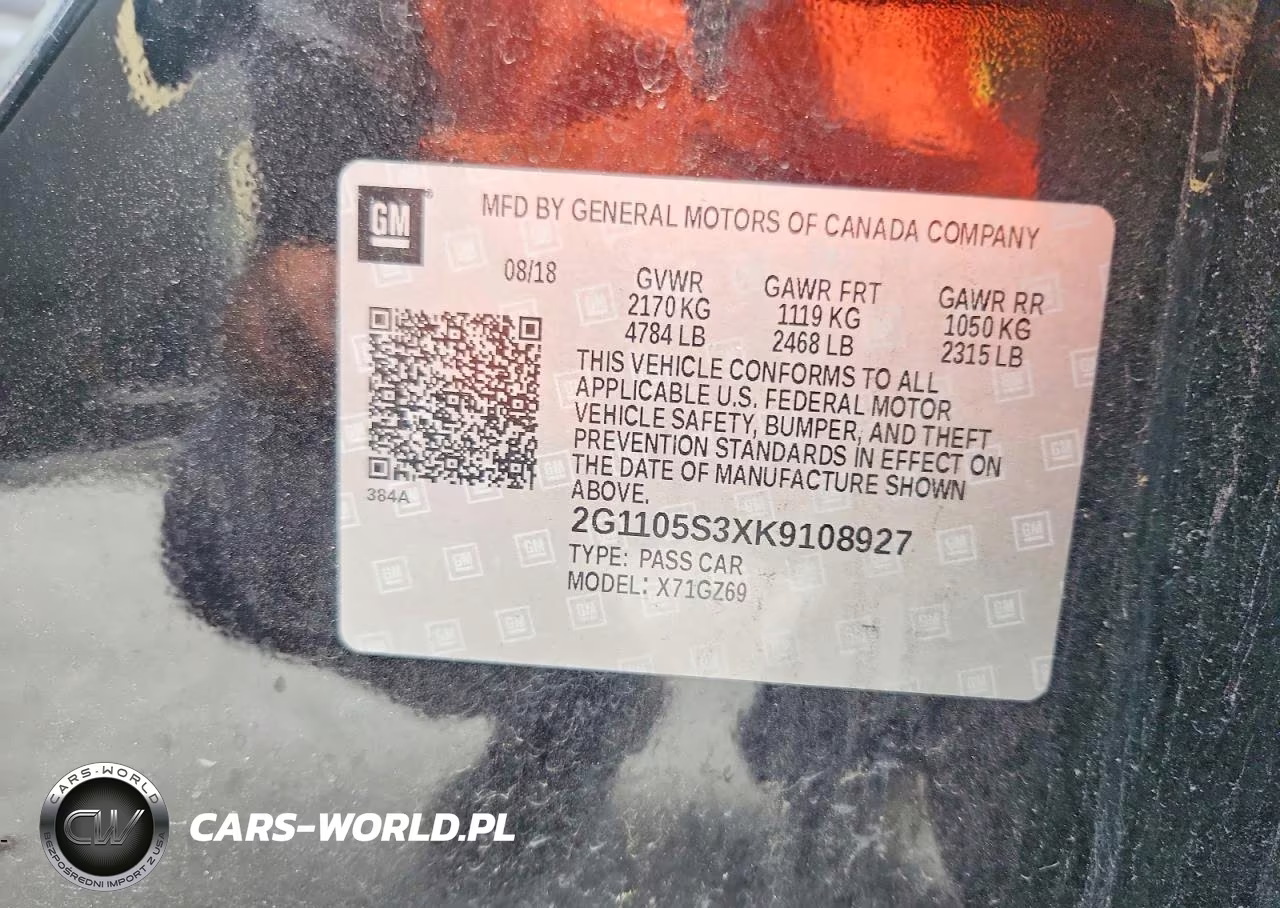 2019 Chevrolet Impala Premier VIN:2G1105S3XK9108927 - 12