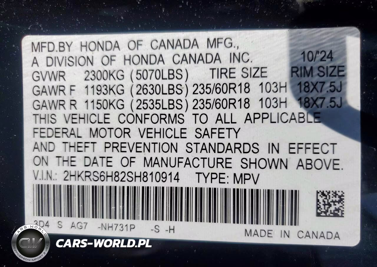 2025 Honda Cr-V Sport-L VIN:2HKRS6H82SH810914 - 14