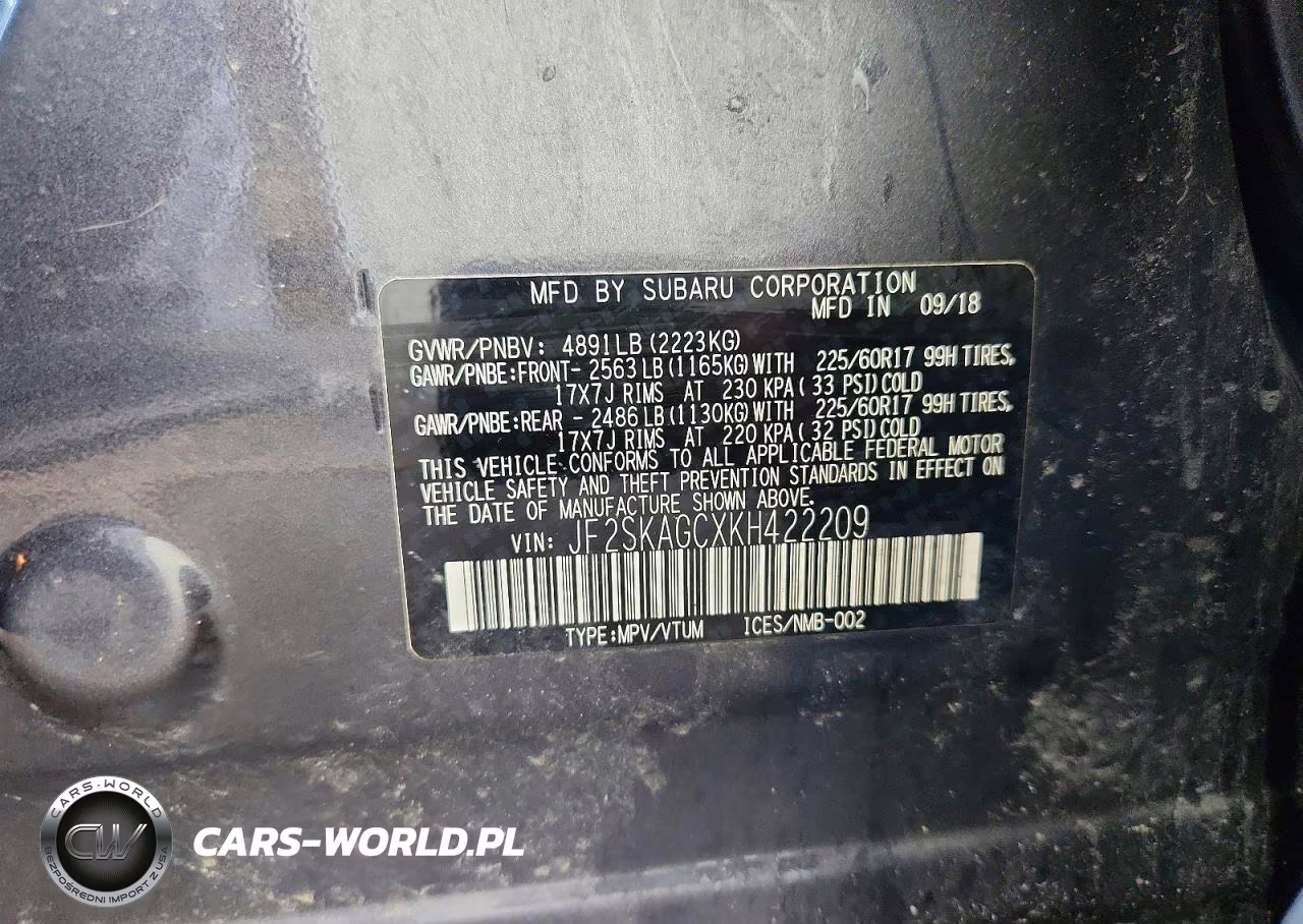 2019 Subaru Forester Premium VIN:JF2SKAGCXKH422209 - 13