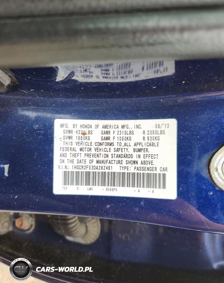 2013 Honda Accord Sport VIN:1HGCR2F53DA282461 - 12
